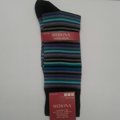 Merona men's dress socks  6-12 Sea Cascade Multi stripes NEW