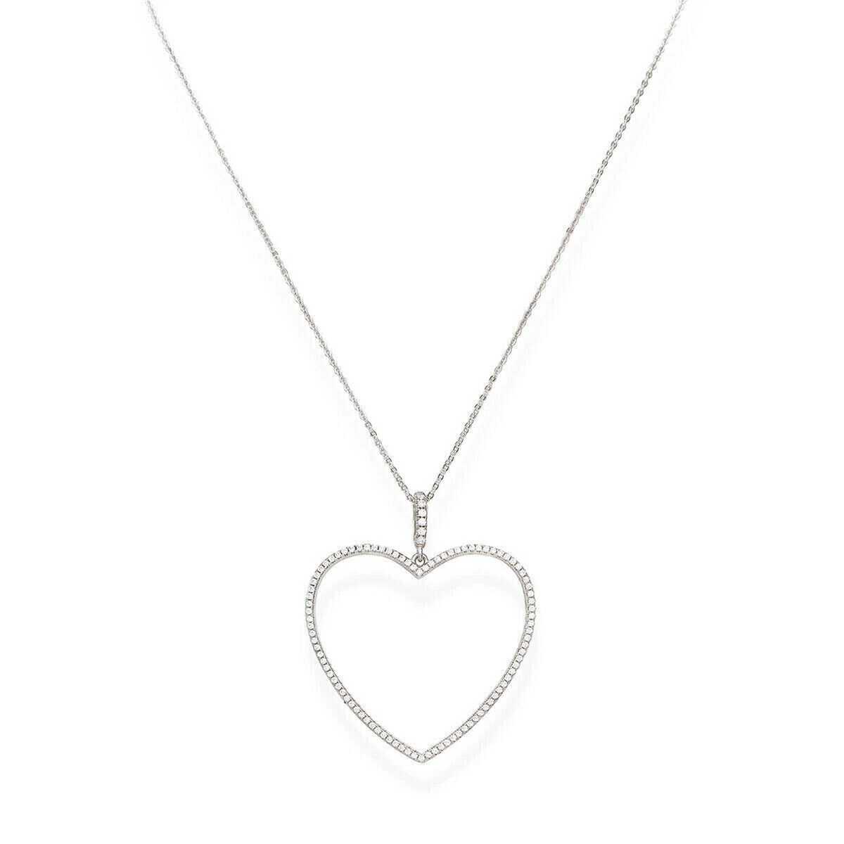Amen Collana Cuore In Argento Sterlina Oro Con Zirconi - Media