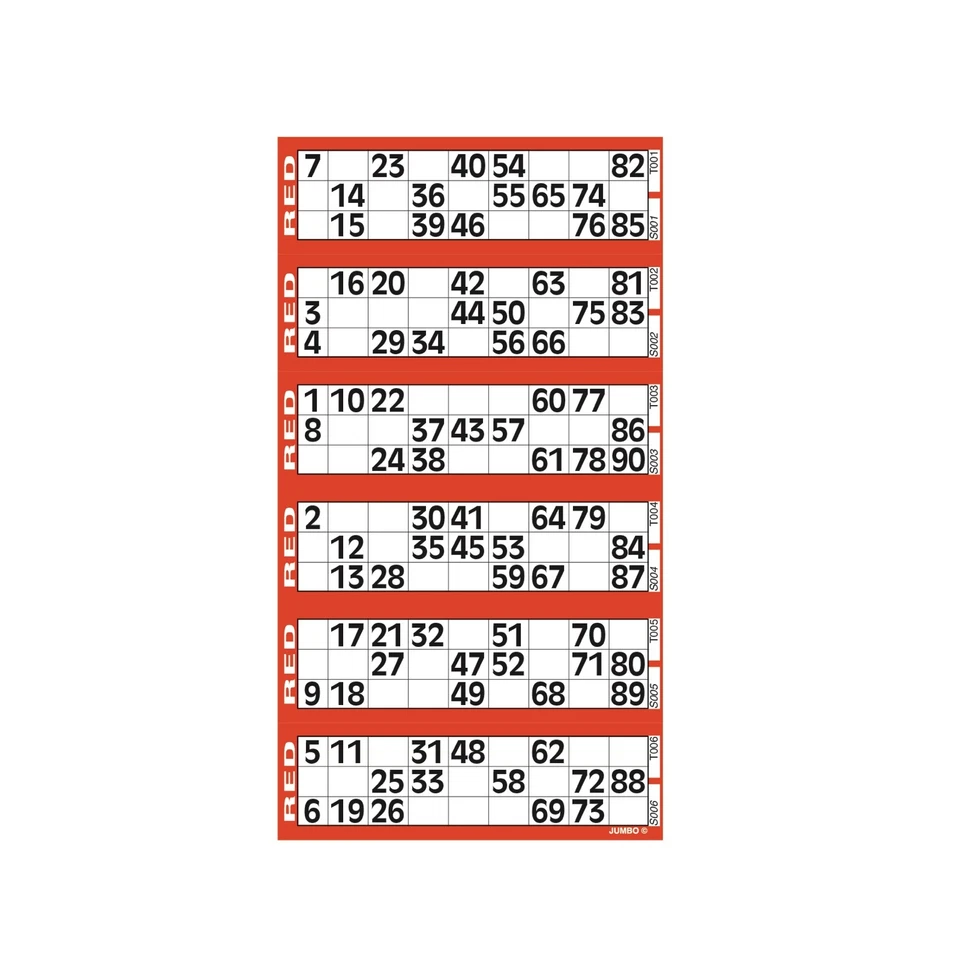 12,000 Bingo Flyers Single Sheets Jumbo 6 To View - 16 Pads of 750