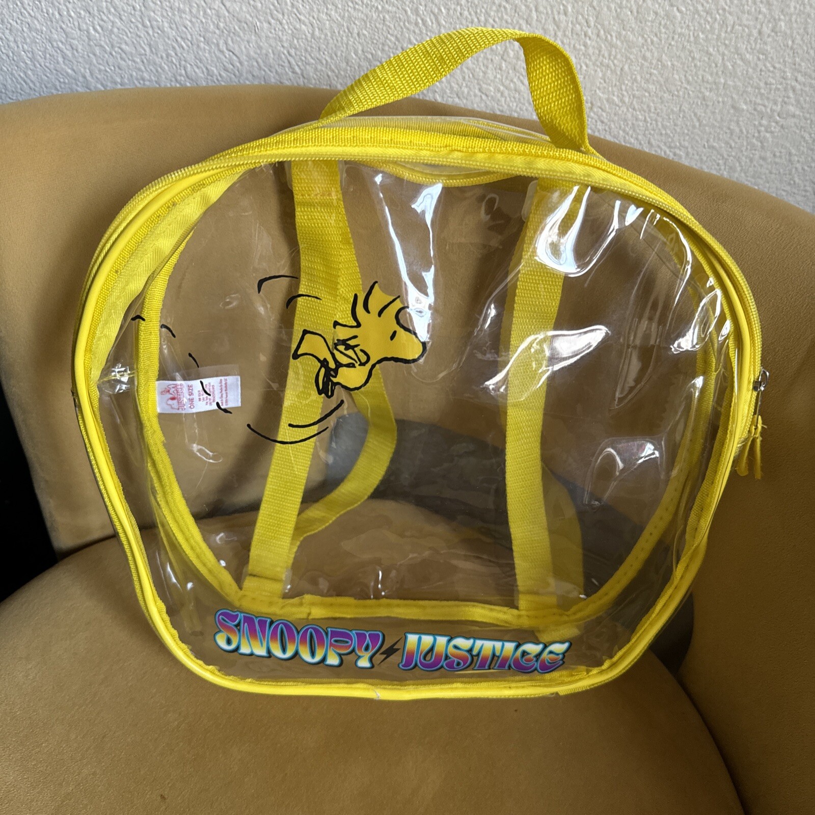 Snoopy Justice Yellow Translucent Backpack Travel… - image 1