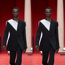 Fashion Black Men's Suits with Cape Prom Party Wedding Formal Occasions Men Suit