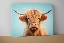 Highland Cow Wall Art - Highland Cow Canvas - Farmhouse Wall Art - V28