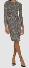 Tommy Hilfiger Women's Black Tile-Print Tie-Waist Mesh Dress Size: 8
