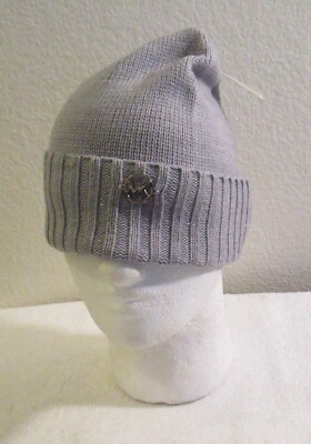 Michael Kors Women\'s Rib Rubber Patch Logo Cuffed Beanie Gray Michael Kors Women main image 4