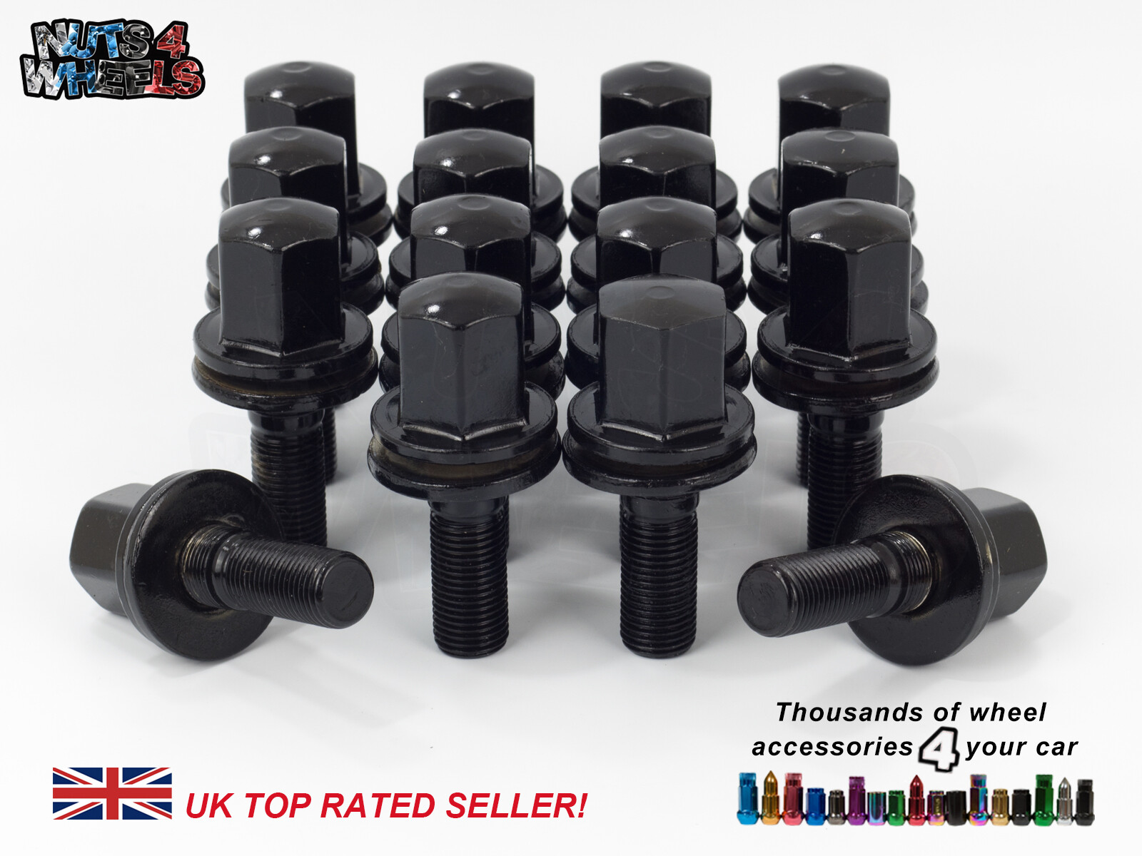 16x Flat Seat Wheel Bolts fits Genuine Citroen SAXO 1996 to 2003 Alloys