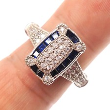 Bright and Shiny Rhodium over Sterling Silver Blue CZ Ring Size 9