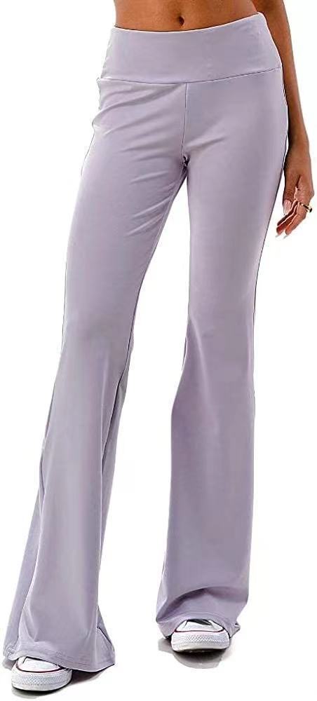 Womens Fold Over Waist Yoga Pants Flare Leg Boot Gym Workout *Palazzo  Trousers* | eBay