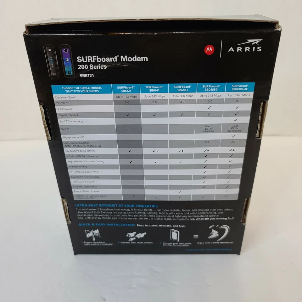 Motorola/Arris SURFboard eXtreme Cable Modem Model SB6121 DOCSIS 3.0 With Box - Image 3 of 4