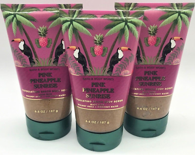 x3 Bath & Body Works PINK PINEAPPLE SUNRISE Scrub 6.6 oz Exfoliating Body Scrub