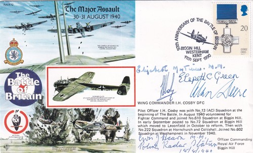Battle of Britain Signed I Cosby, Deere Pilots & 3 RAAF's all involved B of B