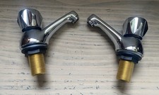 Pair of Lota Standard Basin Pillar Taps Chrome Plated