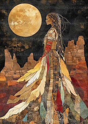 Wandelnde Frau Navajo Göttin Kunstdruck Schöpfung Mond Erneuerung Mythologie AJ76