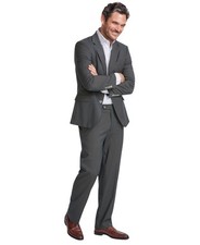 Nautica Mens Modern fit 2 Piece Suit 36 R / 30 Waist Olive Green Solid Stretch