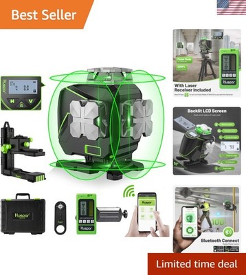 Multifunctional 4D Laser Level with 16 Lines, Receiver & Remote Control - Green