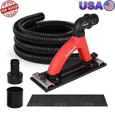 Dust-Free Drywall Vacuum Hand Sander Kit W/ 6.5ft Hose & Sandpaper Adapter New