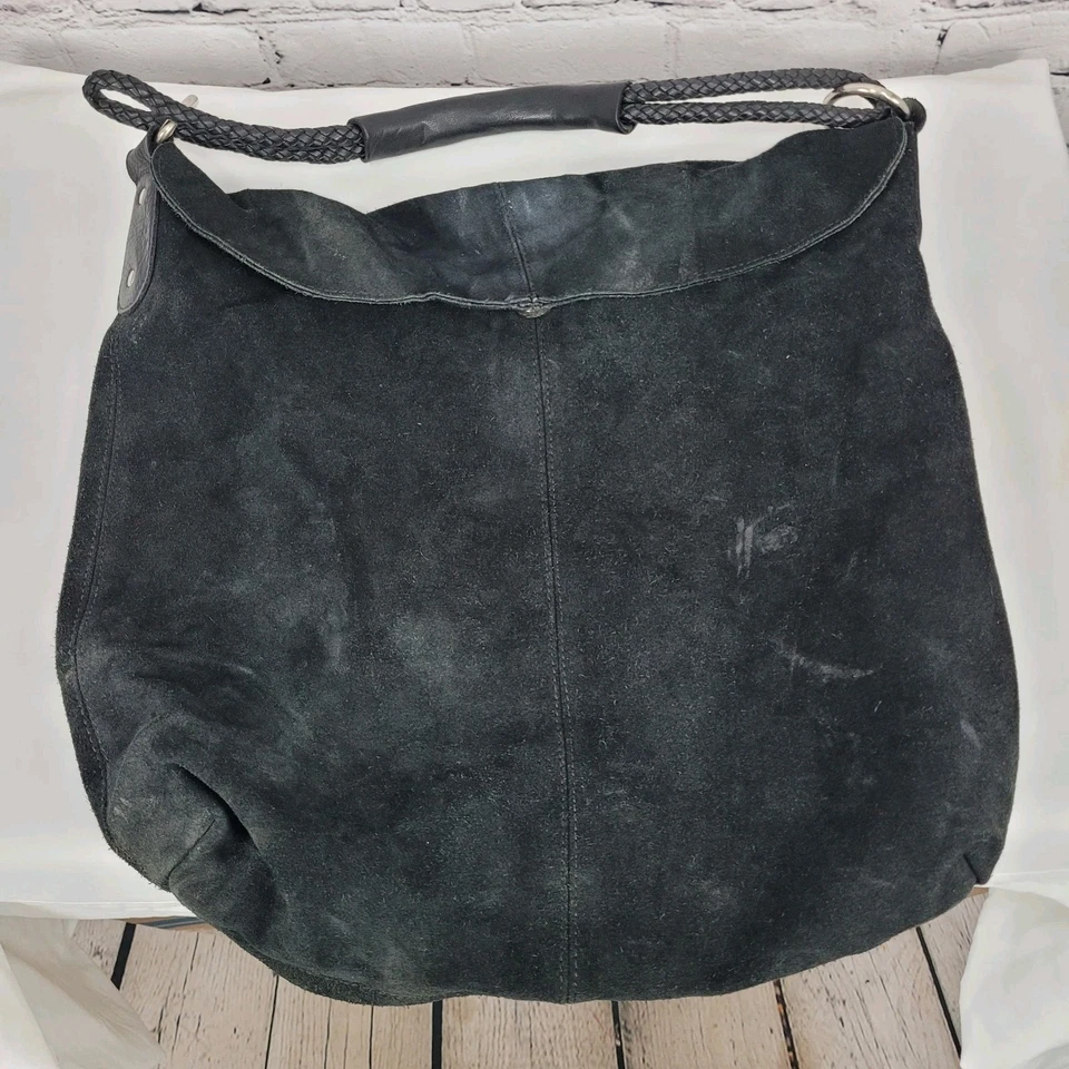 Henri Lou черная замша громоздкий плетеный ремень застежки клапан наплечная сумка с короткими ручками - Изображение 4 из 4