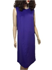 Vintage 1960s Royal Purple Sleeveless Sheath Shift Dress Sz Large X-Large