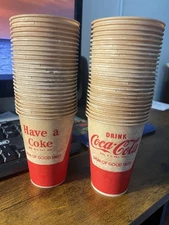 VTG (50) Coca-Cola Wax Paper Cups 50-60’s Good Shape Never Used 
