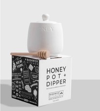 BUSHWICK KITCHEN HONEY POT WITH LID AND WOODEN DIPPER NEW IN BOX NEVER USED