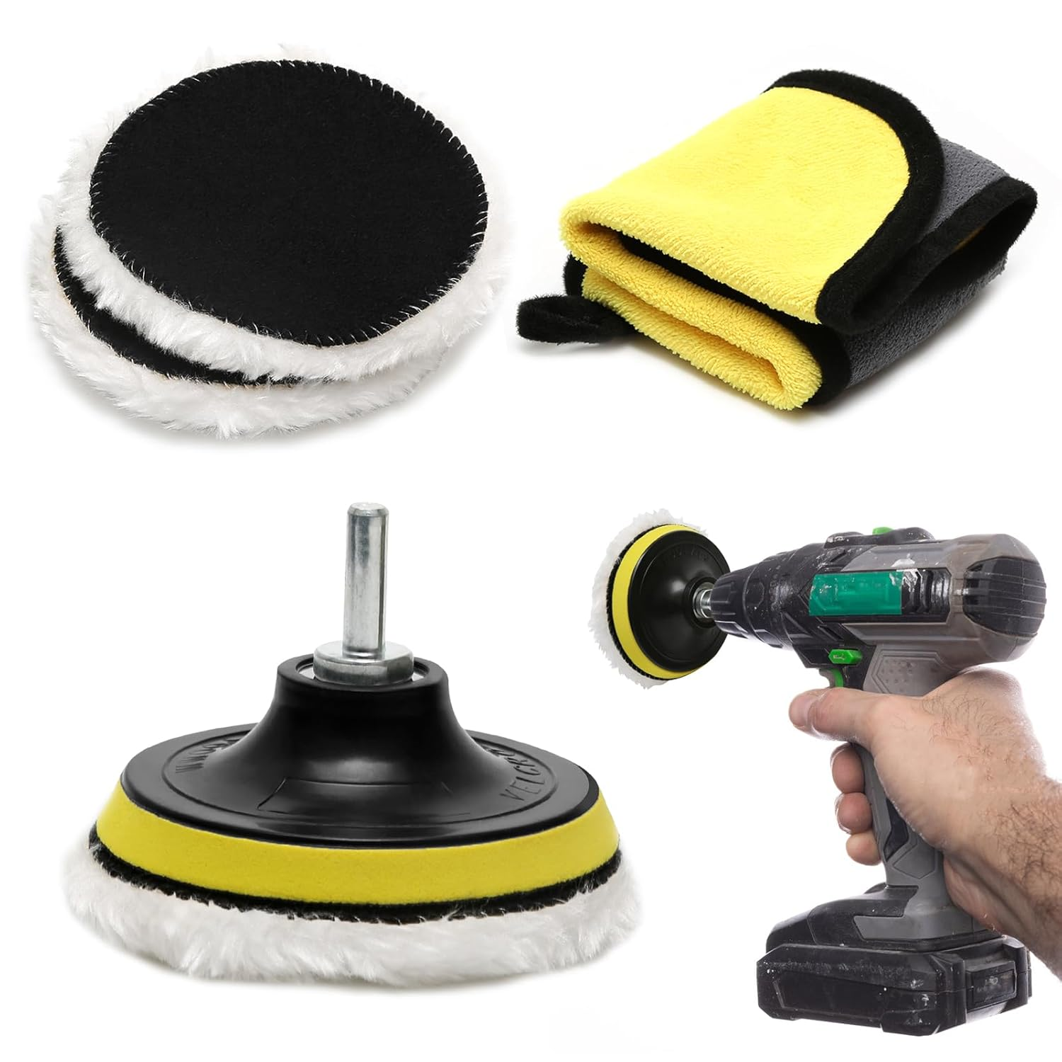 5 Pcs Car Buffer Polisher Pads Drill Attachment, Polishing Buffing Pads Mop Whee