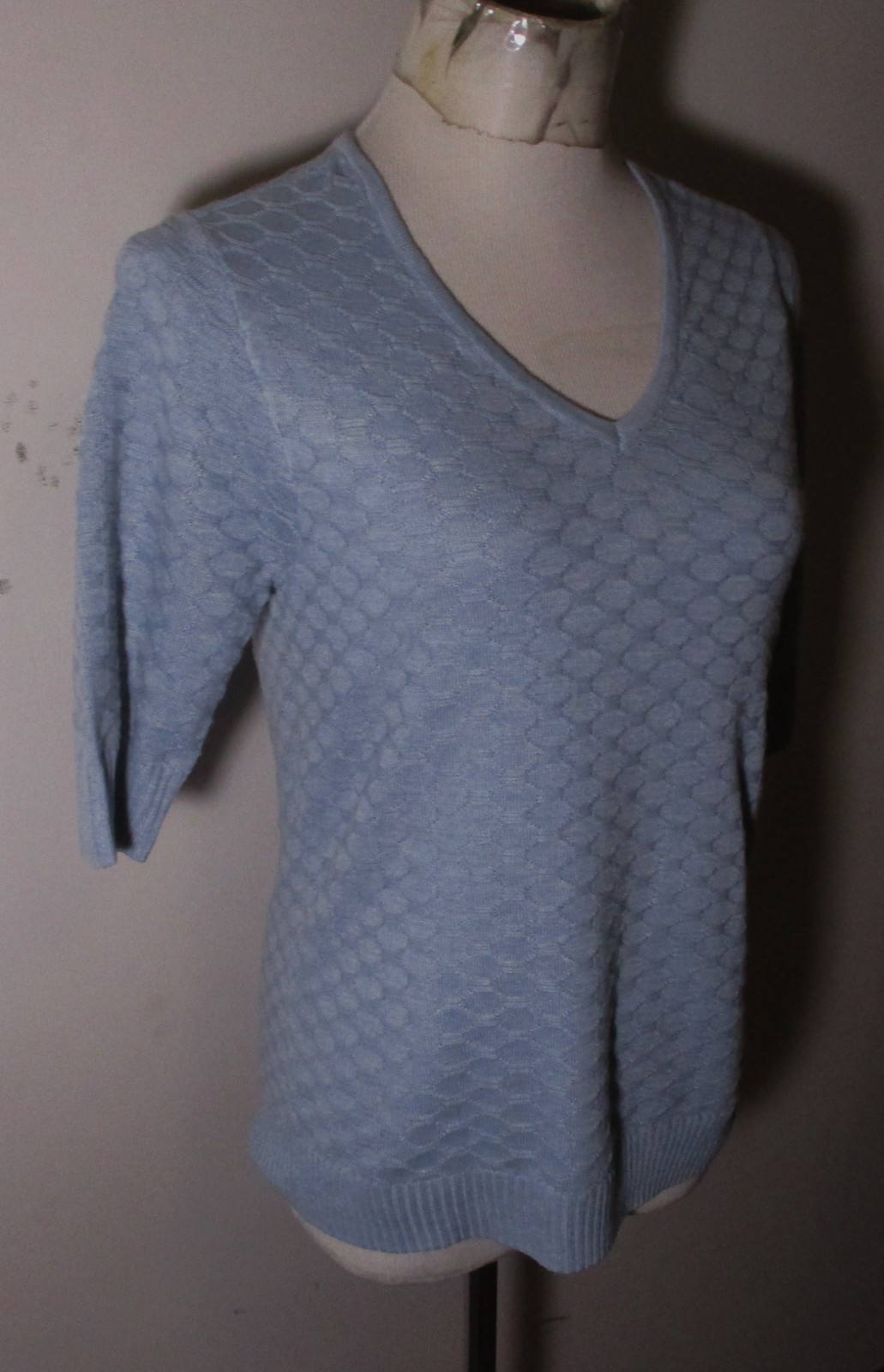 ELLA MOSS Blue Nylon Blend 3/4 Sleeve Top Women's Size S NWT