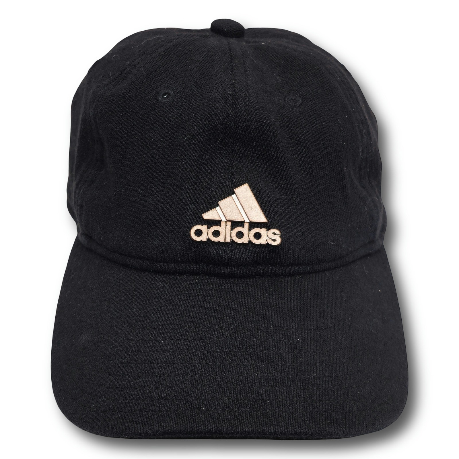 Vintage Adidas Baseball Cap Black Metallic Logo Three Stripe