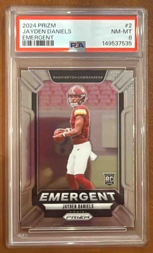 2024 PANINI PRIZM EMERGENT #2 JAYDEN DANIELS PSA 8