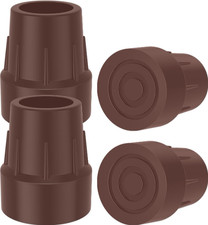 Walking Cane Tips 1" - Heavy Duty 1 Inch Cane Tips of Rubber Tips, Brown 4-P...