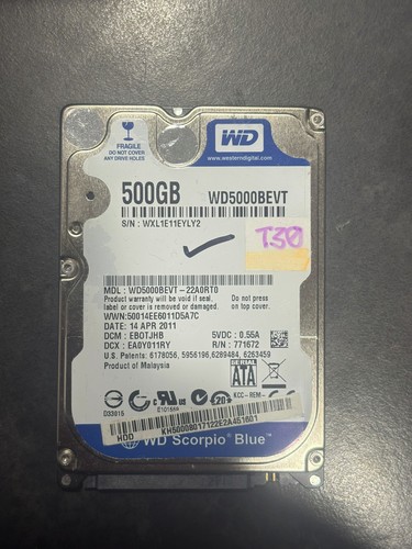 Western Digital WD Scorpio Blue WD5000BEVT - 22A0 500GB SATA 2,5" Festplatte HDD
