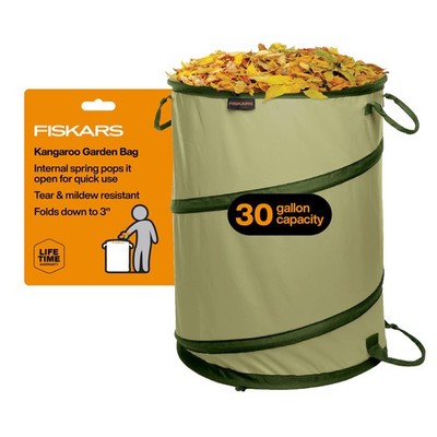 Fiskars Kangaroo Collapsible Spring Up Garden Bag 1 Count (Pack of 1), Green