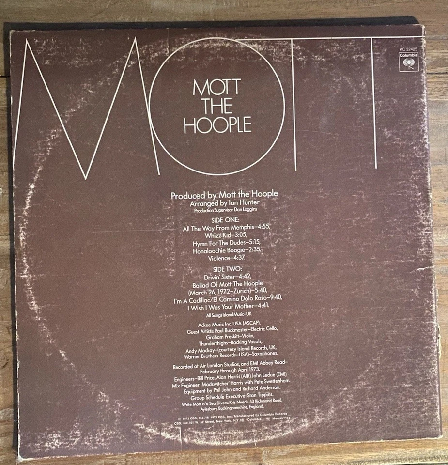 Mott the Hoople Mott (1973, Stereo) LP Gatefold (KC 32425) Columbia Foto 2 de 4