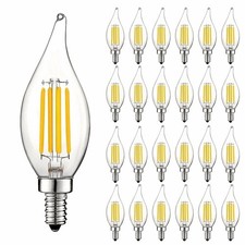 24x Luxrite 5W Vintage Candelabra LED Bulb Dimmable 3000K 550lm Soft White E12