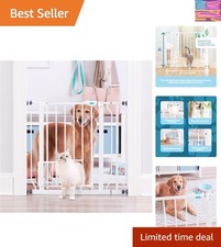 Carlson Extra Wide Walk-Thru Pet Gate with Small Pet Door   White, 36.5-in