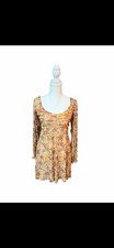 Originality Floral Ruched Mini Dress S XS Cottagecore Fairycore Boho Retro