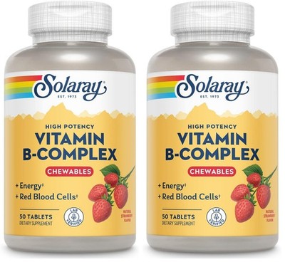 SOLARAY Vitamin B-Complex Chewables, 50 Count (Pack of 2), No Color