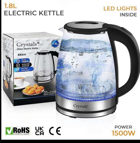 Crystals Glass Electric Kettle 1.8L/1500W