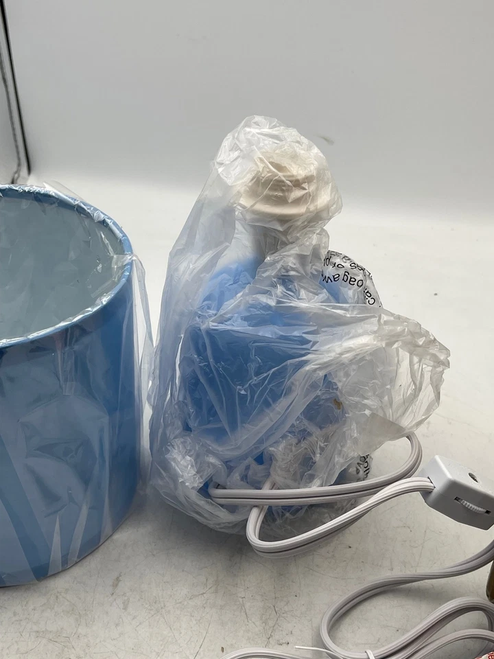 LT1134-SKY Petite Round Table Lamp Sky Blue With Matching Shade Corded Small - Image 2 of 4