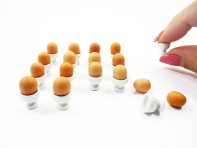 16 Set 1:12 Miniature Boiled Egg & Cup Wholesale Dollhouse Food Breakfast 6060