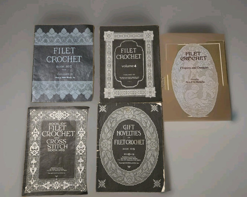 Lot of 6 Vintage Filet Crochet House of White Birches & Dover Needlework Books - Picture 1 of 15