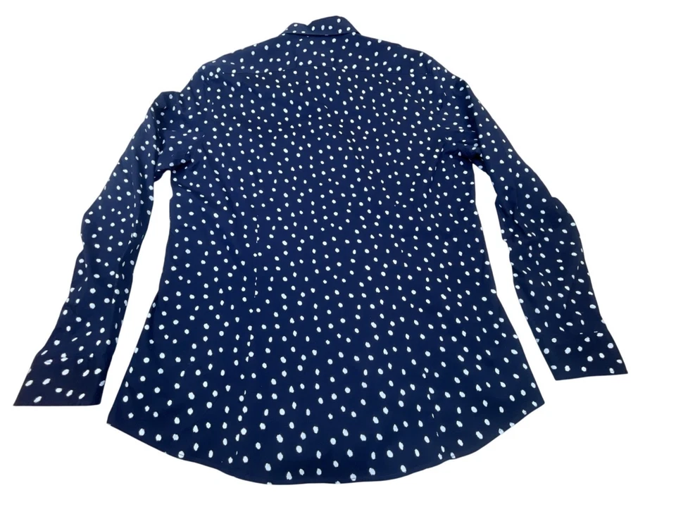 Michael Kors Mens Navy Cotton Stretch Polka Dot Button-Up Dress Shirt Sz XXL - Image 2 of 4