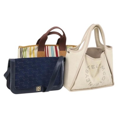 Stella MacCartney GIVENCHY BALLY Bag Canvas Suede 3 Set Navy Beige Auth BA6093