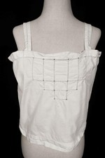 Antique French 1920's Initialed White Cotton Camisole Size Medium Excellent Cond