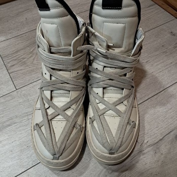 Men Rick Owens Boots White Faux Leather 44