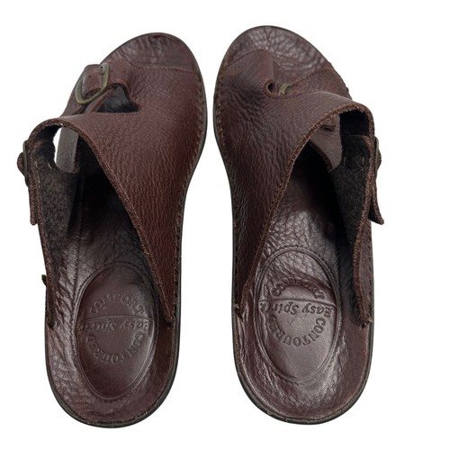 Easy Spirit Contoured Comfort Brown Leather Slip on Buckle Sandals Woman's 7 - Picture 6 of 8