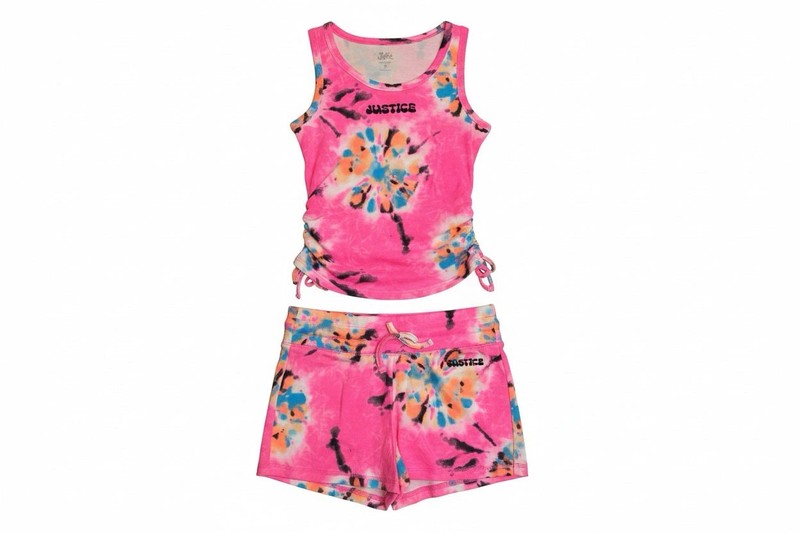 🔥 New Justice Girls Tie Dye Tank & Shorts Set M (10) Pink Multicolor 🥰 