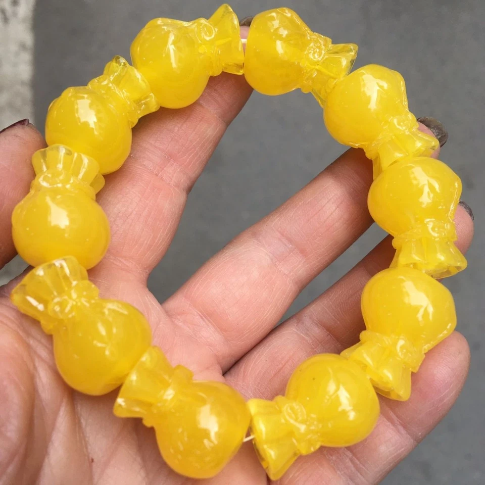 琥珀蜂蜡手链鸡油黄色情侣珠宝手工制作22x17毫米礼物 — 第 4/4 张图片