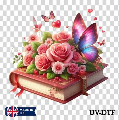 Buch Valentinstag UV DTF Aufkleber - Glas Laptop Becher Tasse bg52