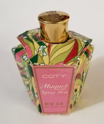 vintage Coty glass perfume bottle Muguet 3/4oz Spray Mist Original  Box