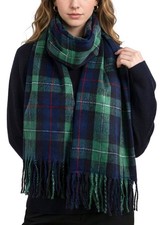 Long Wide Scottish Tartan Plaid Shawl Wrap Soft Cashmere Feel Winter Scar...