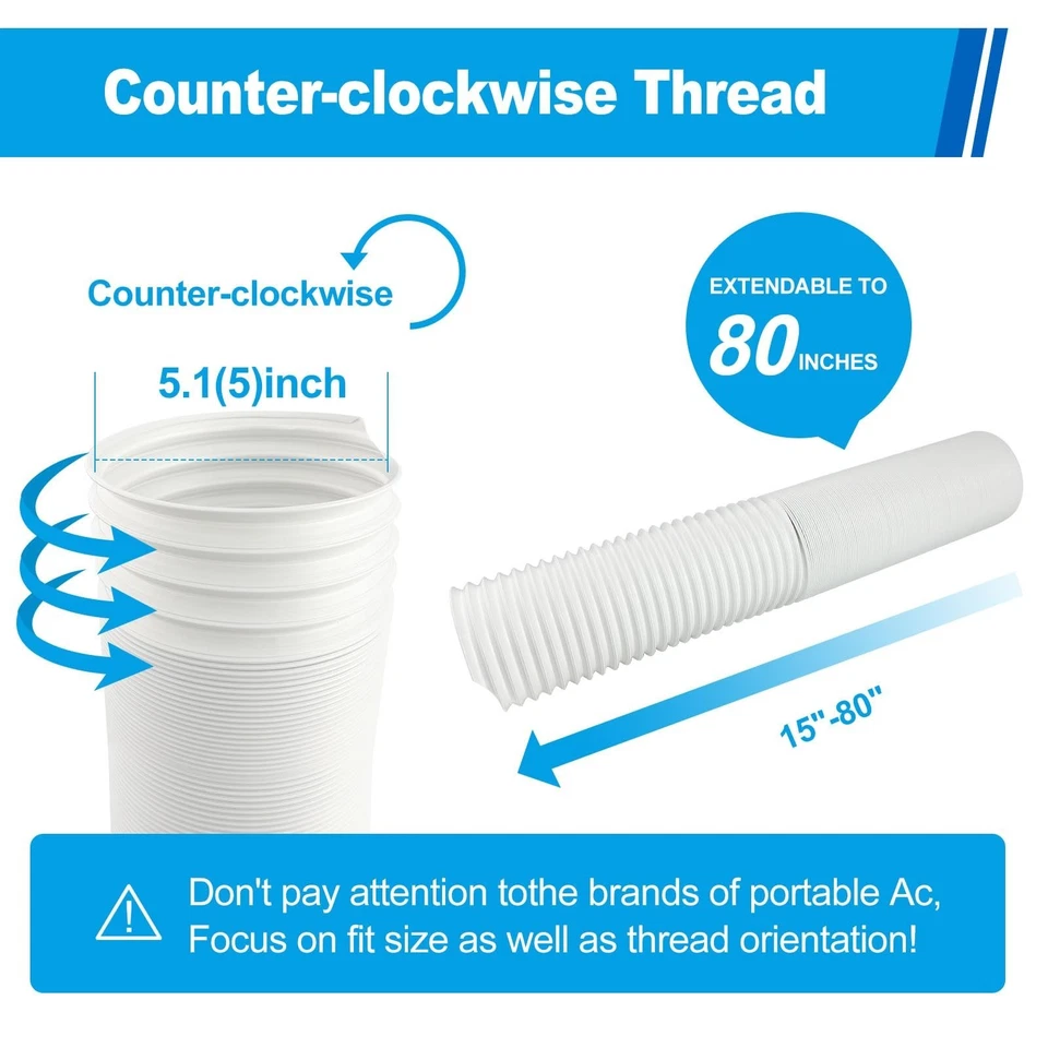 Mangueira de ar condicionado portátil 5,1 polegadas de diâmetro, mangueira CA portátil ventilação de exaustão... - Imagem 3 de 4